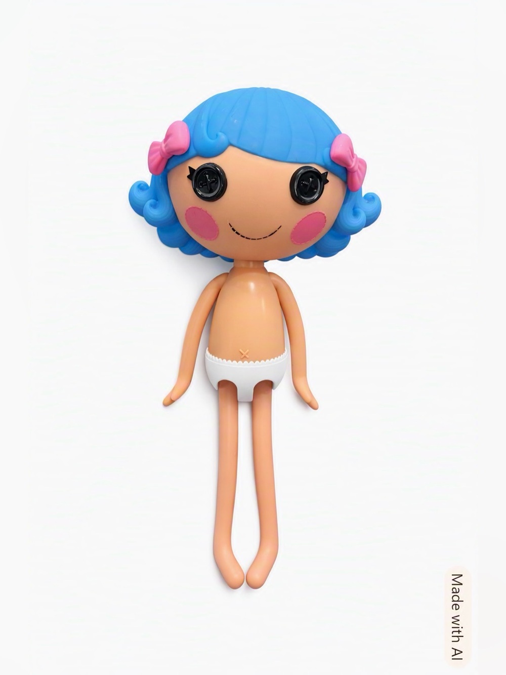 Lalaloopsy Rosy Bumps ’N Bruises 12" Doll Blue Hair Pink Bows MGA Nude